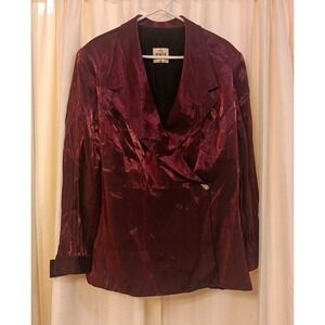 NWT Eve Hunter By Mr‎ K Wine/Metallic X Front Long Sleeve Shirt Size 20L